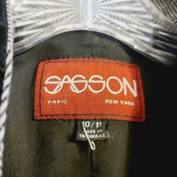 Sasson | Women's Vintage Chevron Striped Wool Jacket Blazer (Size 10/11) - Picture 2 of 15